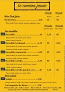 Menu Le camion jaune - Les steak fites, bocadillos et salade