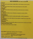 Menu Le comptoir burger - Les burgers