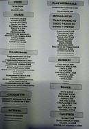 Menu Le croustillant - Les frites, viandes, hamburgers...