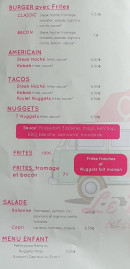 Menu Le Diner - Burgers, américain ,tacos,...