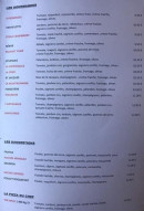 Menu Le four à pizzas - Les pizzas suite et suggestions