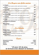 Menu Le HB - La carte