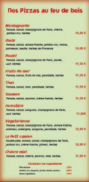 Menu Le petit camion - Pizzas suite