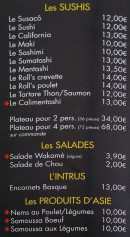 Menu Le sûsacô - Les sushis, salades,...