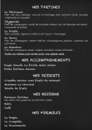 Menu Le Tart'in - Tartines, accompagnements, desserts,...