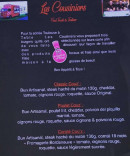 Menu Les Cousiniers - Burgers