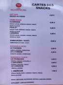 Menu Les délices de Del - Les snacks