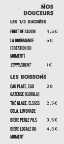 Menu Les Enflammés - Les douceurs et boissons