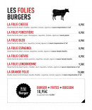 Menu Les Folies Burger's - Les burgers