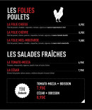 Menu Les Folies Burger's - Les poulets et salades