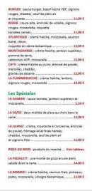 Menu Lilli Pizz - Pizzas suite et spéciales