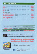 Menu Mario Pizz' - Boissons et informations