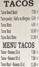 Menu Meazza di grillade - Les tacos