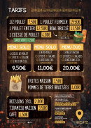 Menu Mon Poulet Braisé - Les tarifs