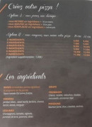 Menu My Pizza - les ingrédients