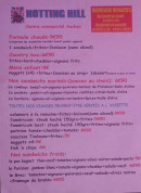 Menu Notting Hill - Formules et sandwichs