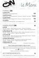 Menu On - Formule et hamburger