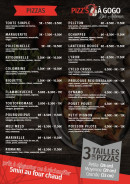 Carte et menu de Pizz's à Gogo del Antonio à Vallet — Pizzas