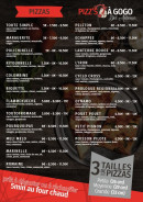 Carte et menu de Pizz's à Gogo del Antonio à Mouzillon — Pizzas