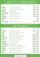 Menu Pizza Bruno - Les pizzas base crème et pizzas spécialités