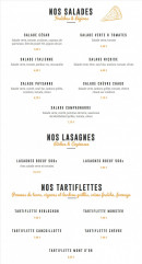 Menu Pizza Cyril - Les salades, lasagnes et tartiflettes