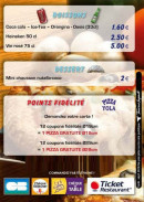 Menu Pizza Yola - Les boissons et desserts