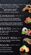 Menu Sushi Nomade - Rainbow roll, chirashi, bento,...