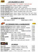 Menu Tap A Faim - Les salades, cornets de frites, premiers prix,...