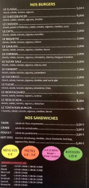 Menu Tentation burger - Les burgers, sandwiches,...