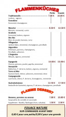 Carte et menu de Tout Feu Tout Flamme à Loire-Authion — Les flammenkuches