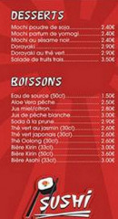 Menu Ty Sushi - Les desserts et les boissons 