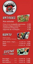 Menu Ty Sushi - Les entrées, les bentos et les sushis 