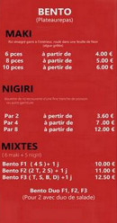 Menu Ty Sushi - Les bentos 