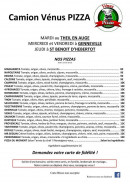 Menu Vénus Pizza - Pizzas