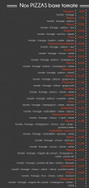 Menu Wakoo Pizza - Les pizzas