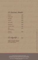 Menu Bistro Romain - les boissons chaudes et digestifs