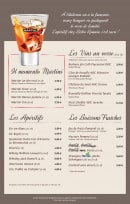 Menu Bistro Romain - les apéritifs et boissons