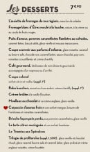 Menu Bistrot du boucher - Les desserts - carte hiver 2020 Bourg en Bresse