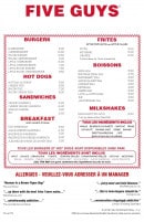 Menu Five Guys - La carte complète en vigueur en 2020