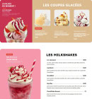 Menu Flunch - Les coupes glacées et milkshakes