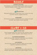 Menu Indiana Café - Les bowls, clubs et co