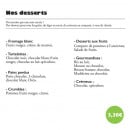 Menu Pegast - Les desserts