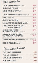 Menu Pomme de Pain - Desserts et viennoiseries