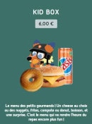 Menu Speed Burger - Kid box