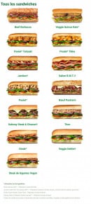 Menu Subway - Carte 2020 - Les sandwiches