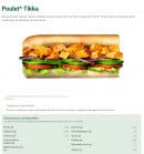 Menu Subway - Poulet Tikka