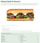 Menu Subway - Subway Steak & Cheese