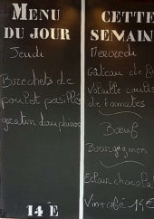 Menu Le Grillon - Un exemple de l' ardoise du jour