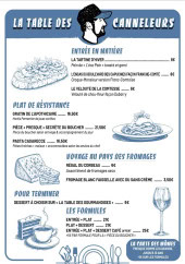 Menu La table des canneleurs - La carte
