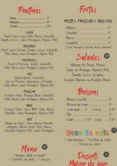 Menu Sayred - Les potines; frites et salades,...